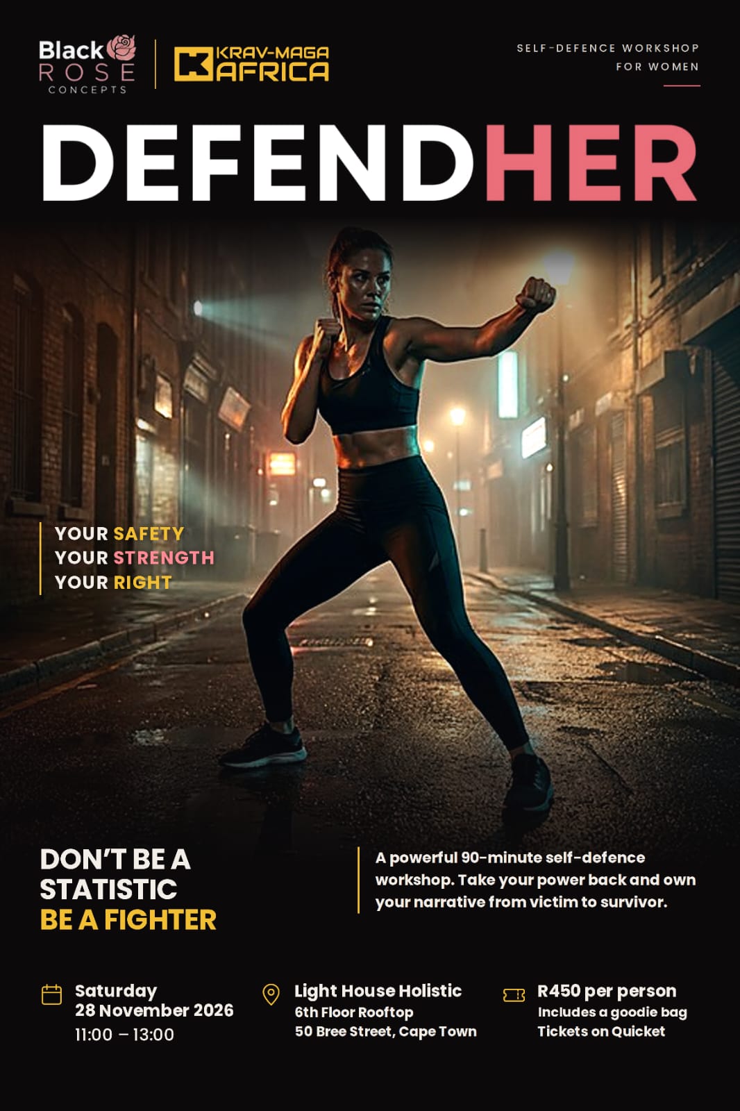 DefendHer Self-Defence Workshop poster